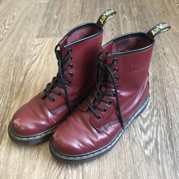 Dr. Martens Original 1460 Smooth Leather Lace Up Boots Cherry Red Size US 6 - Picture 4 of 17